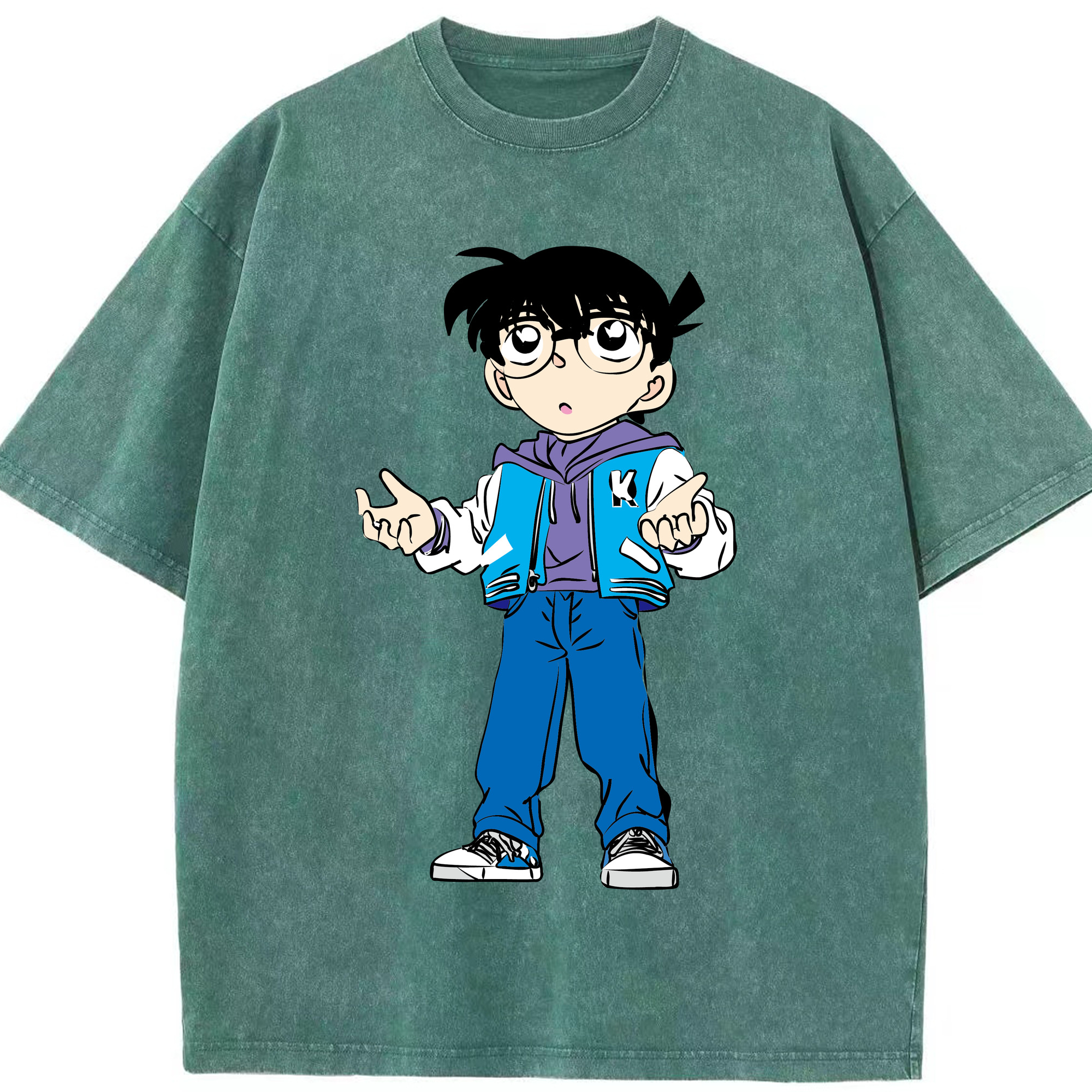 （画像用） 名探偵コナン 江戸川 コナン Detective Conan Conan Edogawa 綿100% ヴィンテージ風 半袖Tシャツ（フロントプリント）